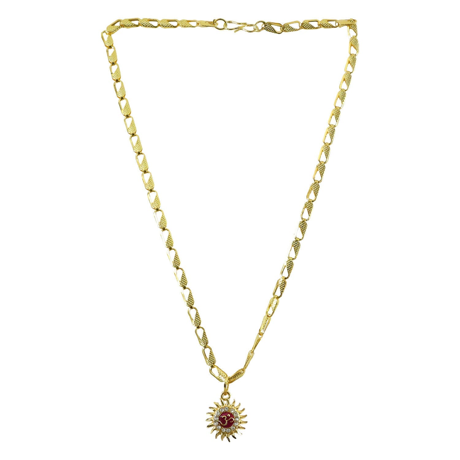 Sun and Om Pendant with Chain – Spiritual Charm Necklace (Mix Designs)