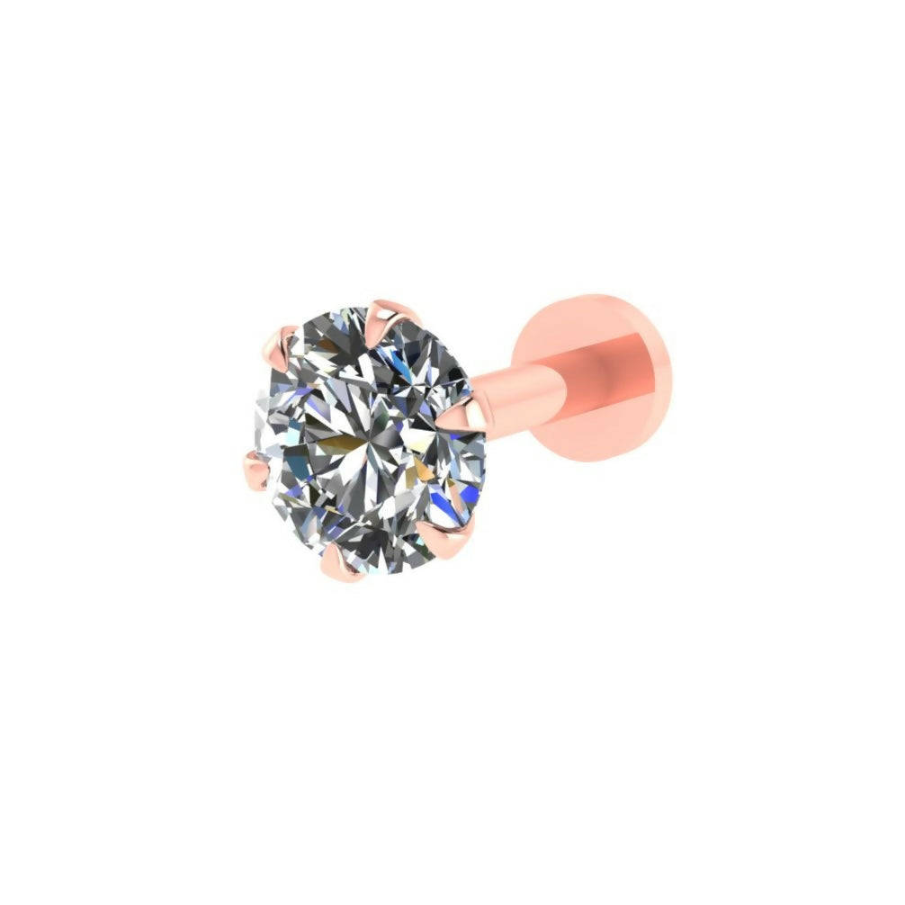 Rose Gold Flat Back AD Labret Stud earing for women and girls