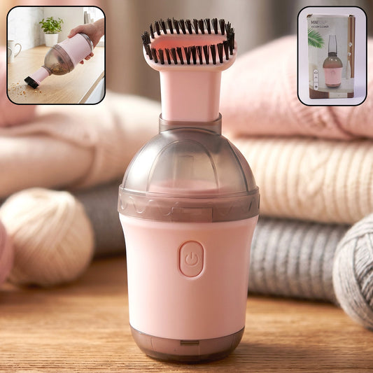 Mini handheld vacuum cleaner with brush attachment for versatile cleaning