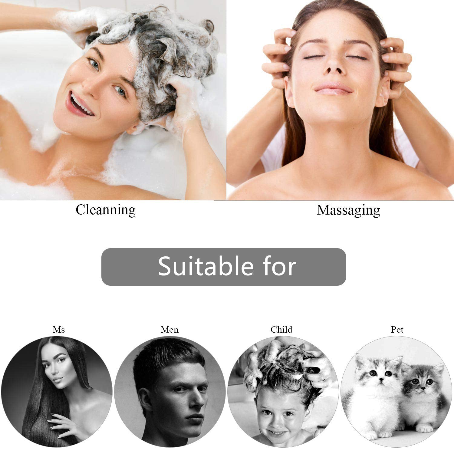 Silicone scalp massage brush for stress relief during hair wash