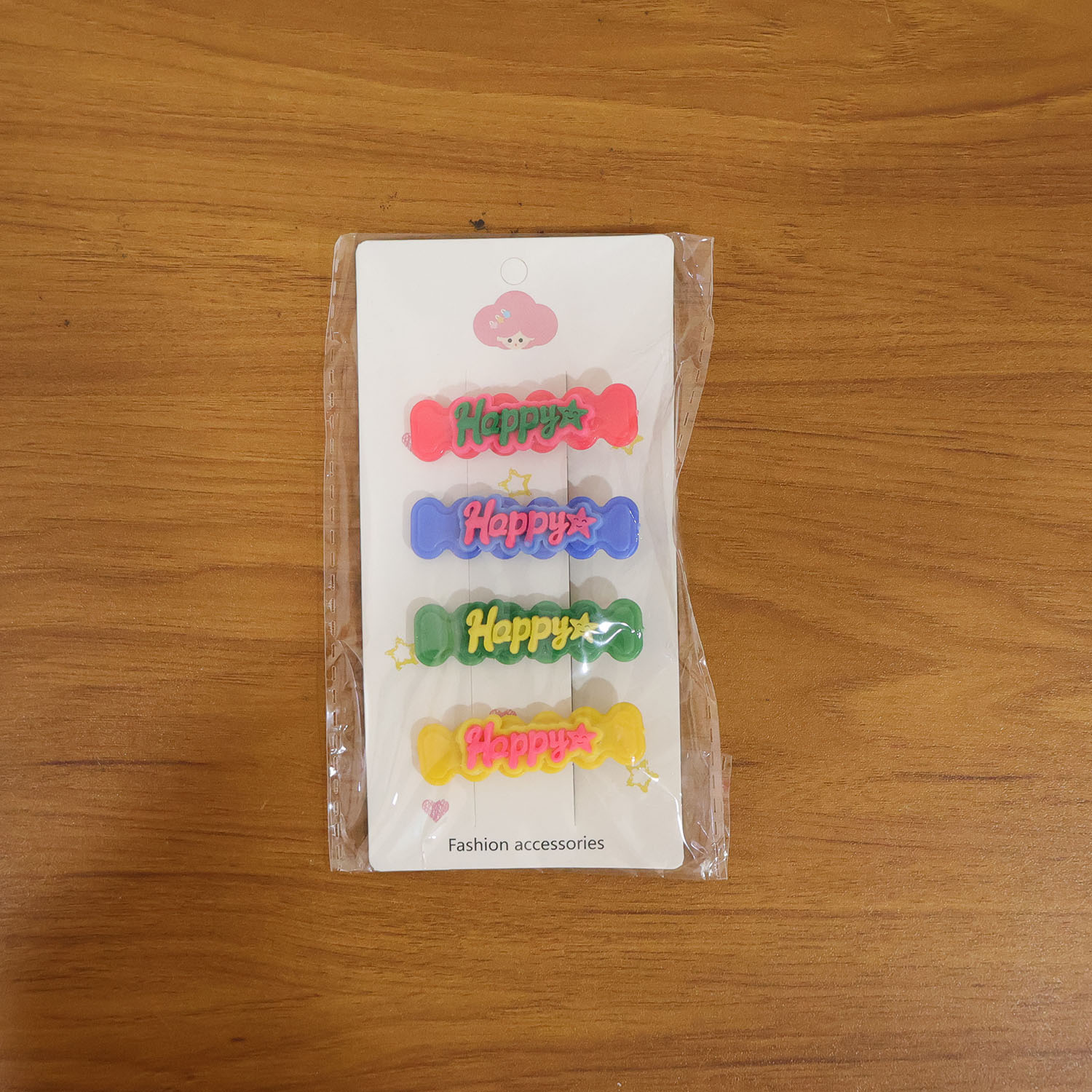 Happy bone-shaped hair clips being worn, showcasing trendy and secure hair accessories