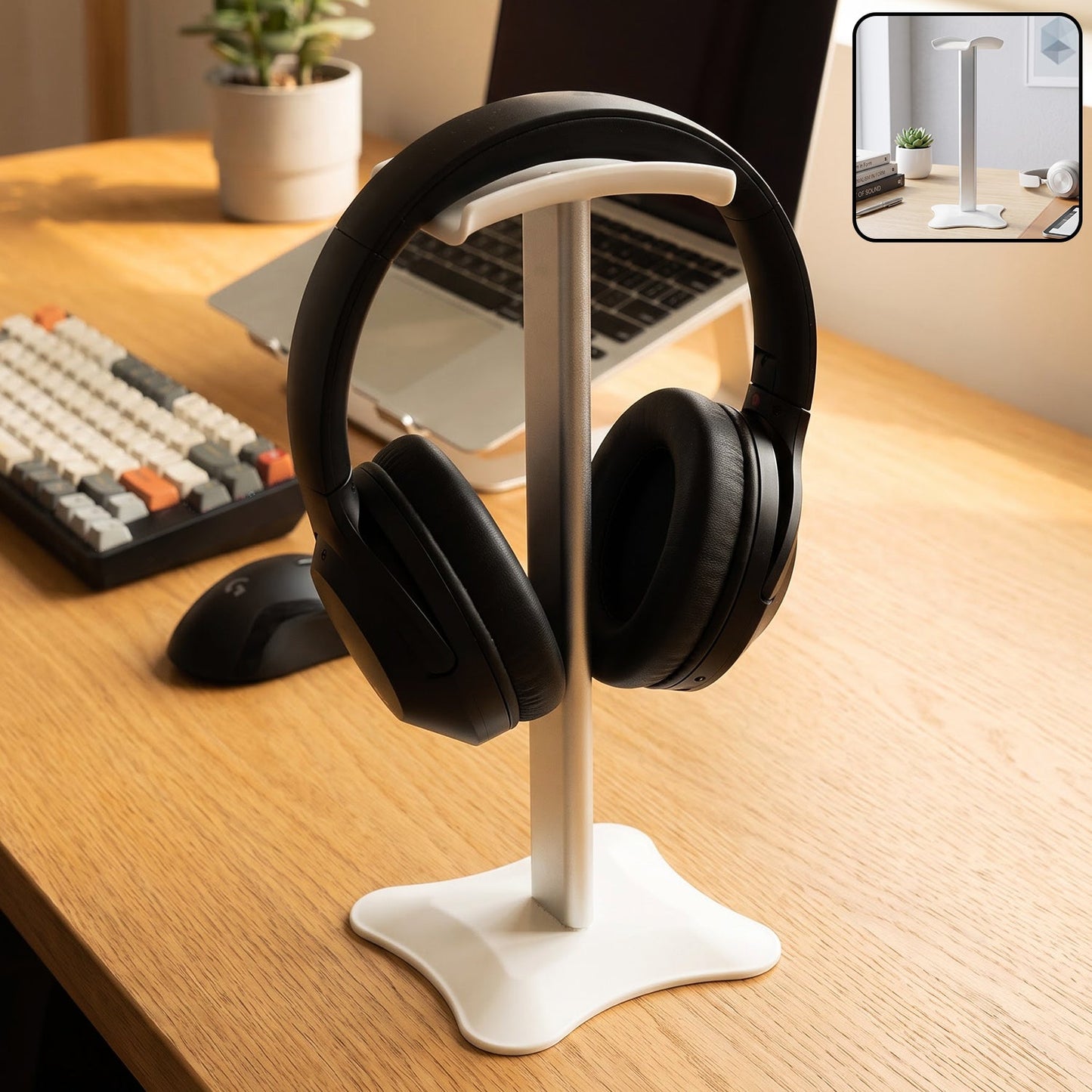 Desktop headphone stand holder with stable base