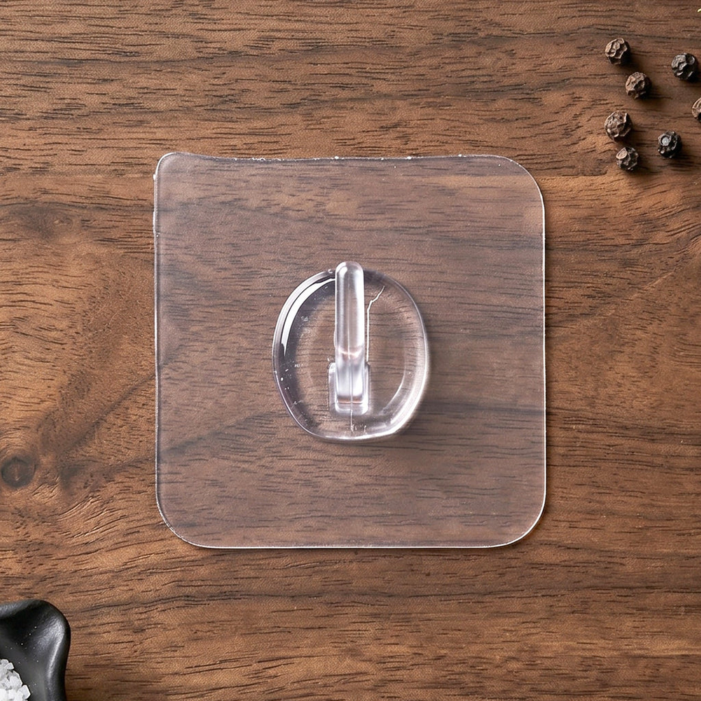Transparent Square Self Adhesive Wall Utility Hook (1 Pc)