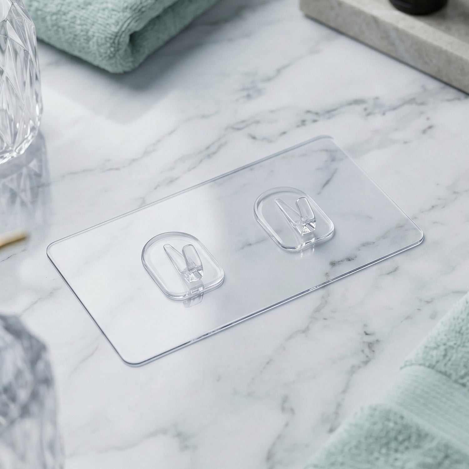 Wall-mounted transparent self-adhesive double hook