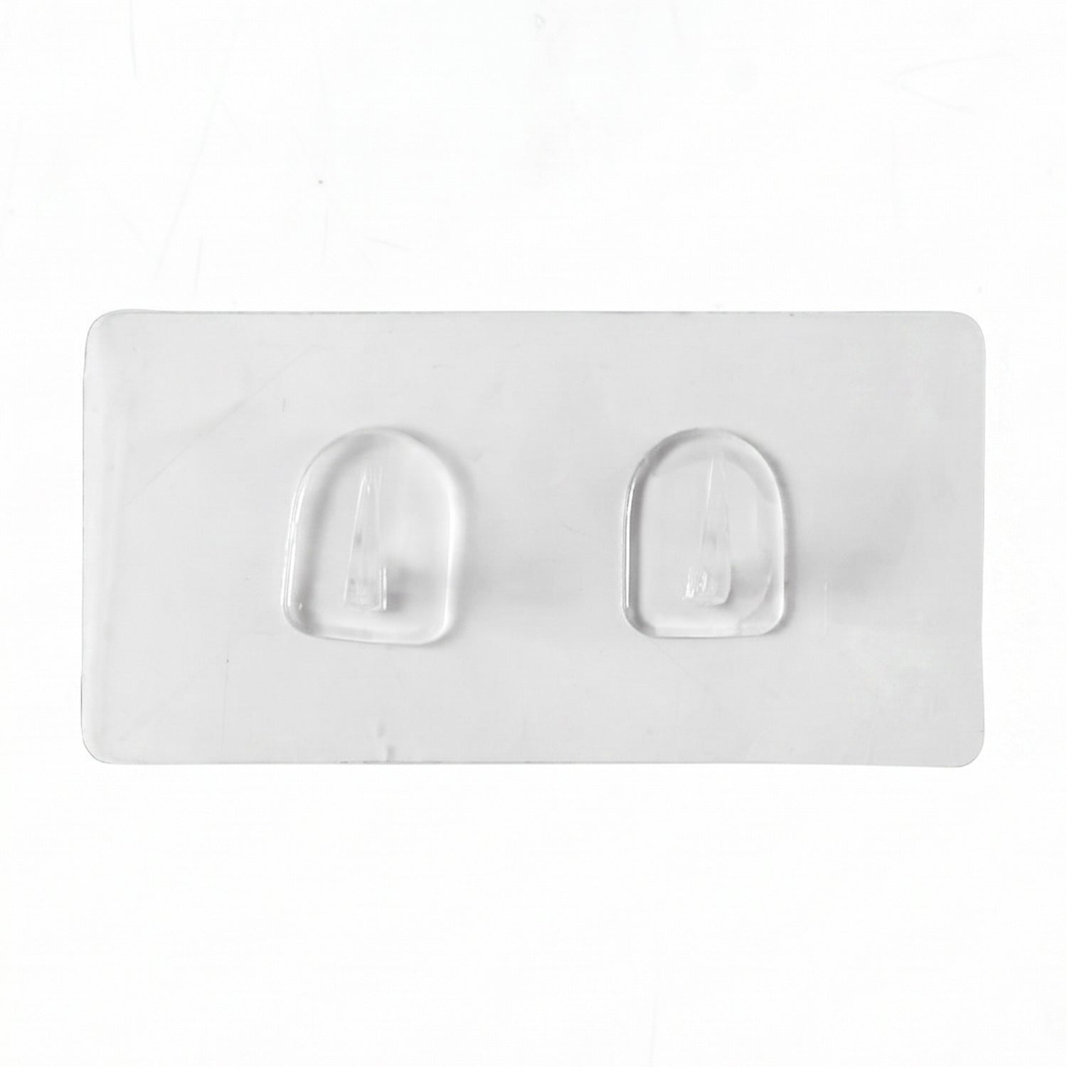 Transparent dual hook adhesive wall mount