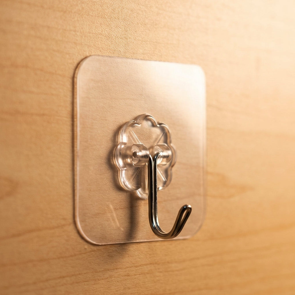 Flower Shape Transparent Self Adhesive Wall Hook (1 Pc)