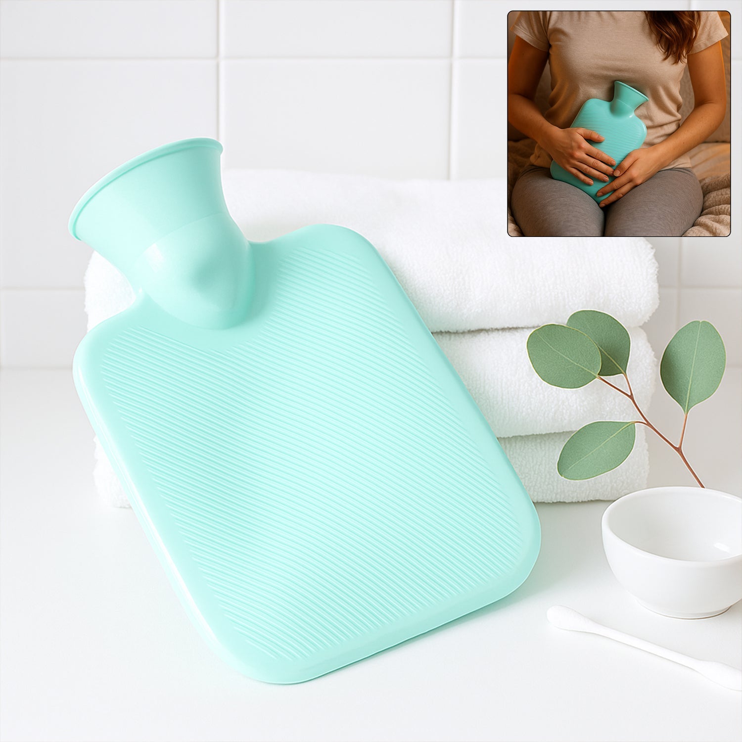 Rubber hot water bag with secure screw cap for reliable heat therapy