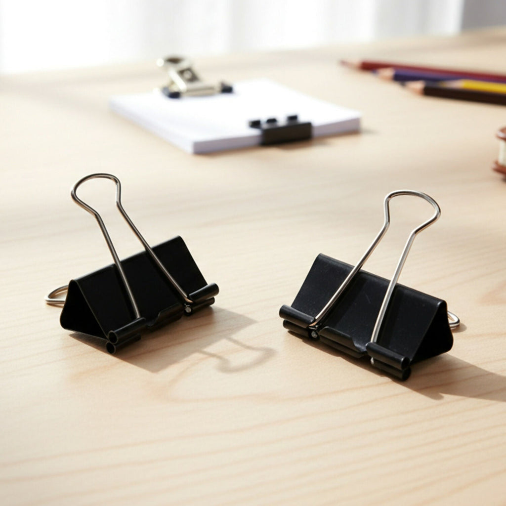 Premium Black Binder Clips Set with Strong Grip for Office, School & Home Use (19mm/12pcs)