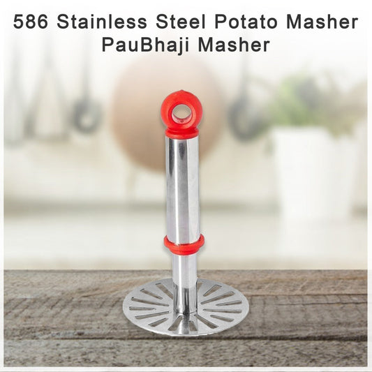 Quickslice Pau Bhaji masher, a stainless steel kitchen tool with a wide mashing plate.