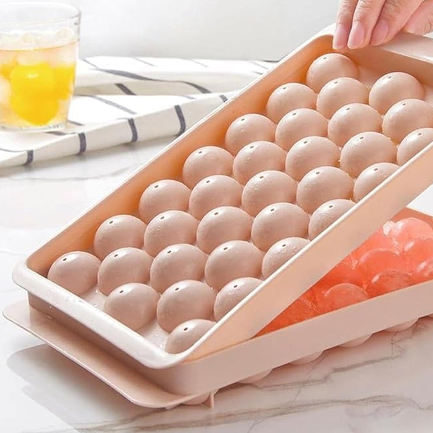 Ice ball maker tray with 33 grid design