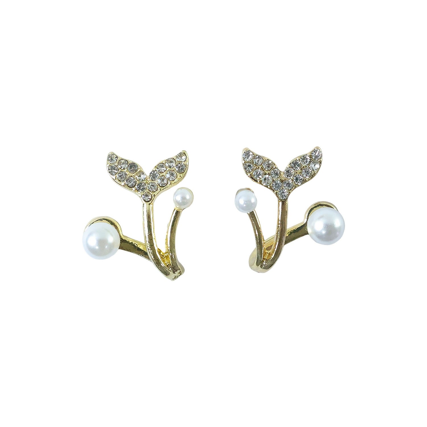 Korean Style Mermaid Tail Pearl Stud Earrings for Women & Girls