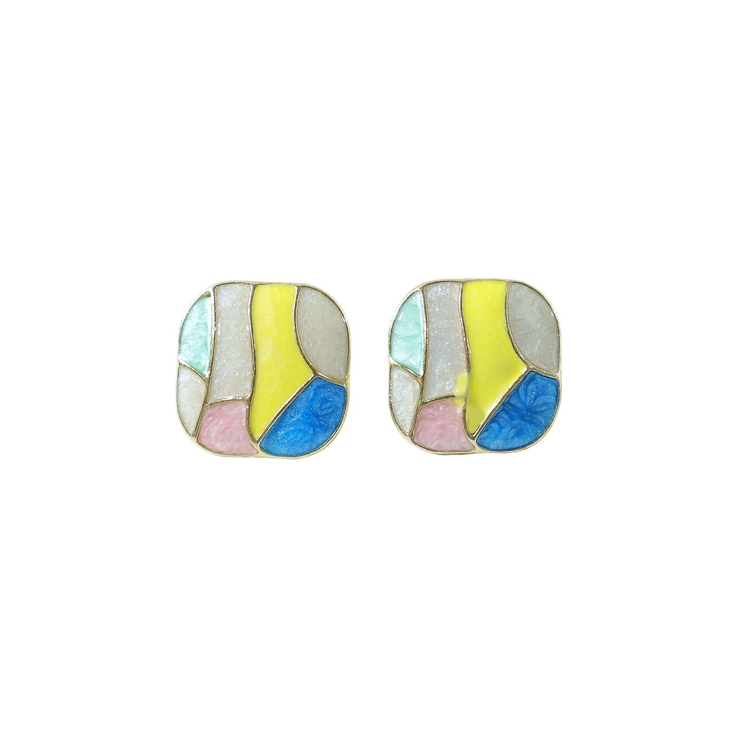 Korean Style Multicolor Enamel Stud Earrings for Women & Girls