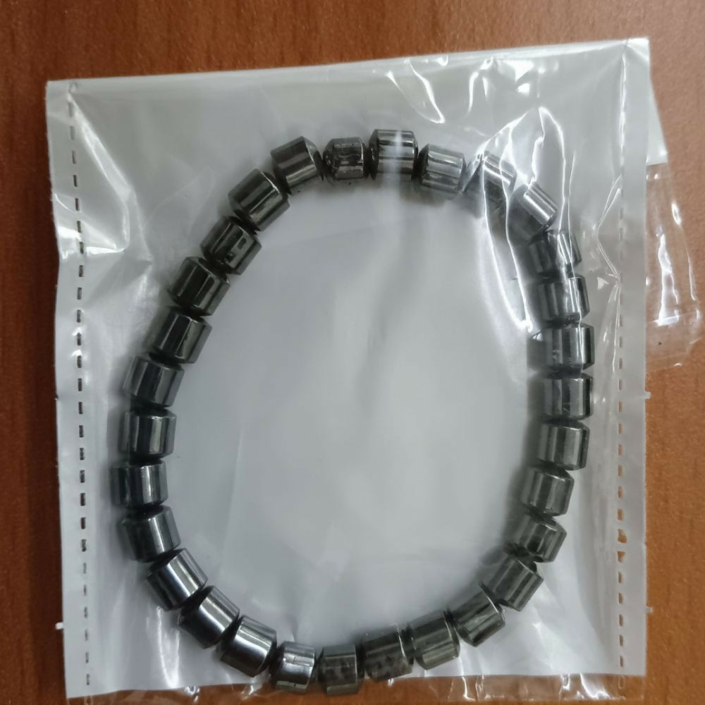 Premium Black Hematite Barrel Bead Stretch Bracelet