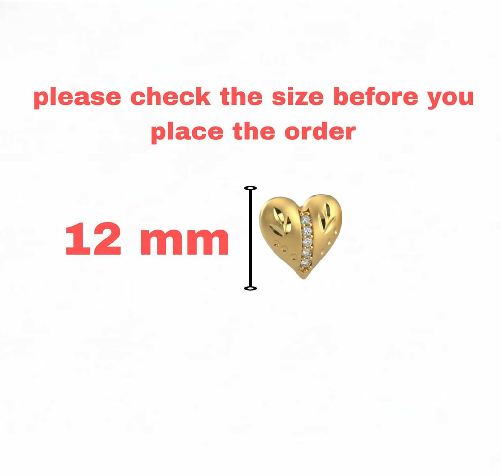 Gold Plated Heart Stud Earrings with AD for women and girls