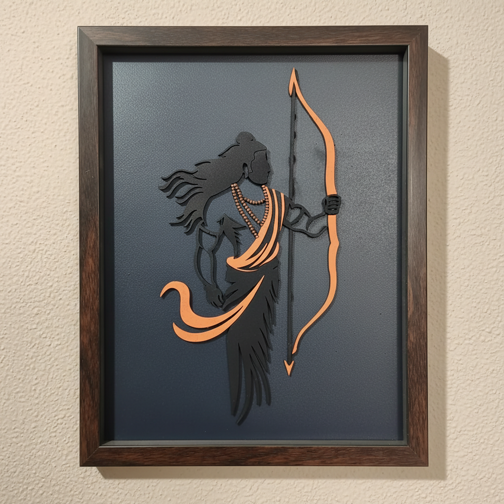 Handcrafted Multi-Layer Wooden Lord Ram Wall Art – 3D Laser Cut Shri Ram Divine Frame
