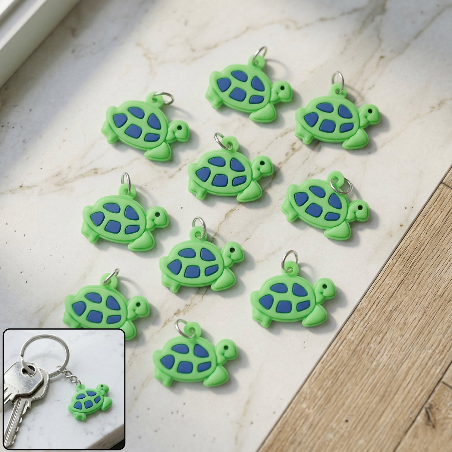Cartoon turtle key ring set for bags and keys