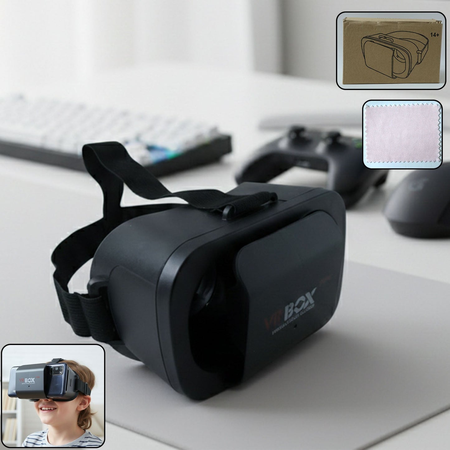 Front view of VR Box headset designed for immersive smartphone VR experience