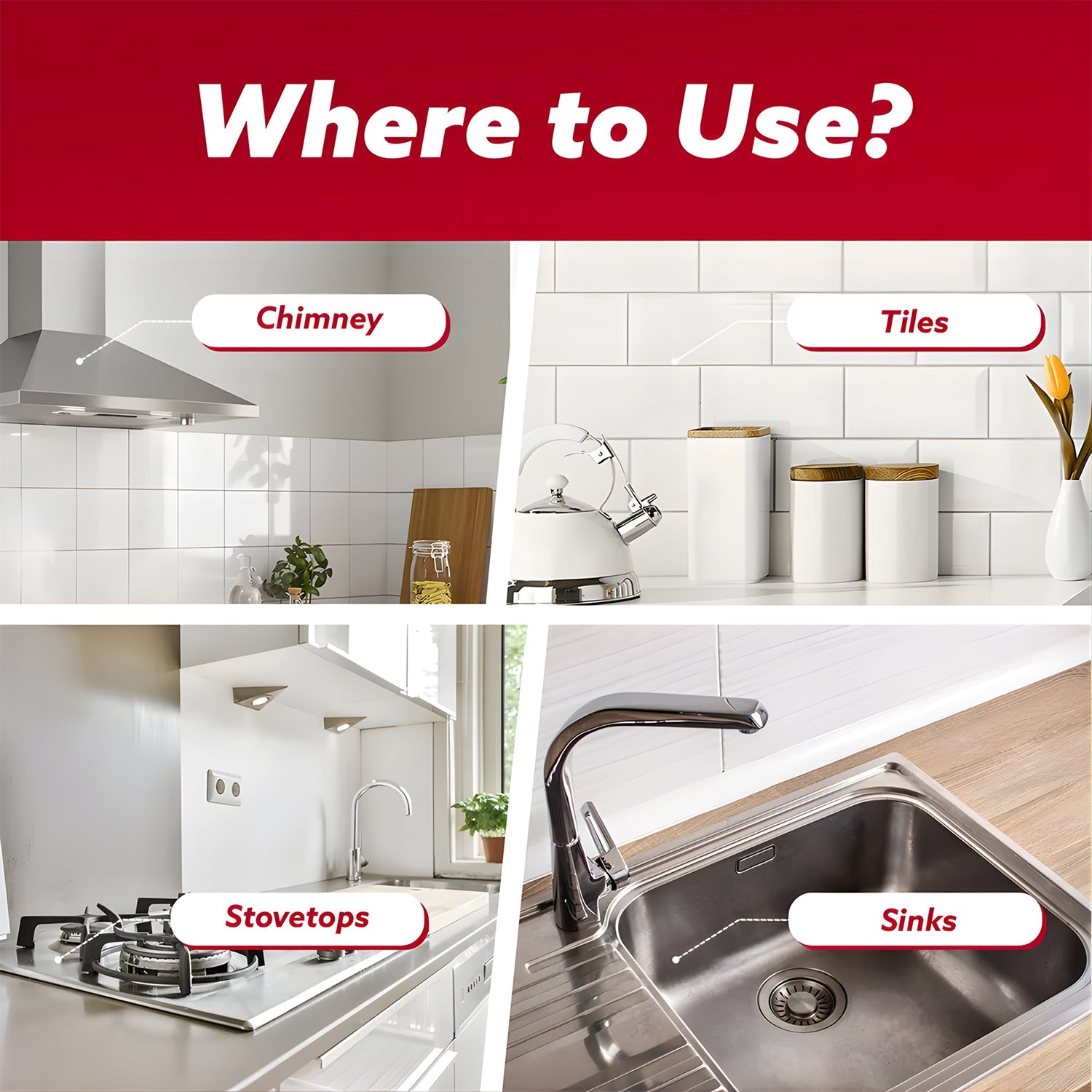 Using Pollic Kadam Kitchen Surface Cleaner on kitchen countertop for degreasing