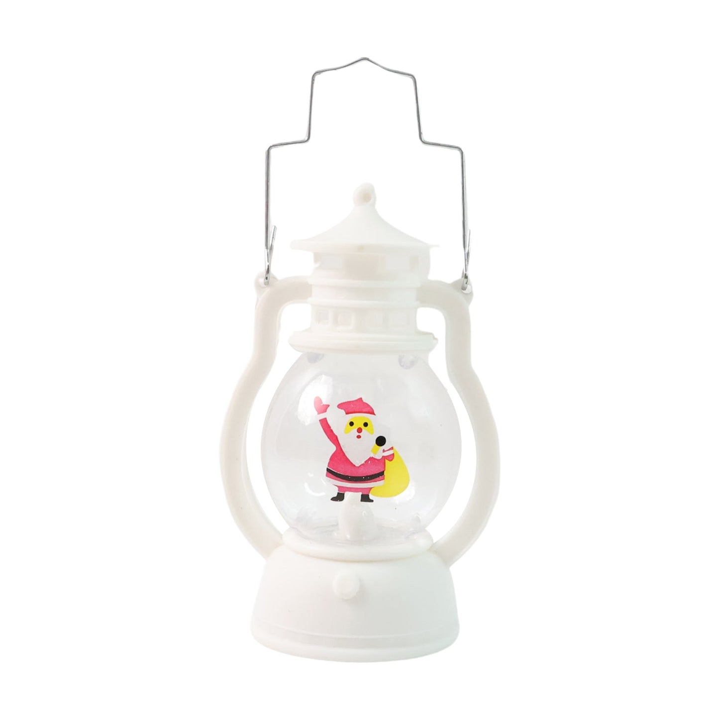 Santa LED lantern from a slightly elevated angle, highlighting its design.