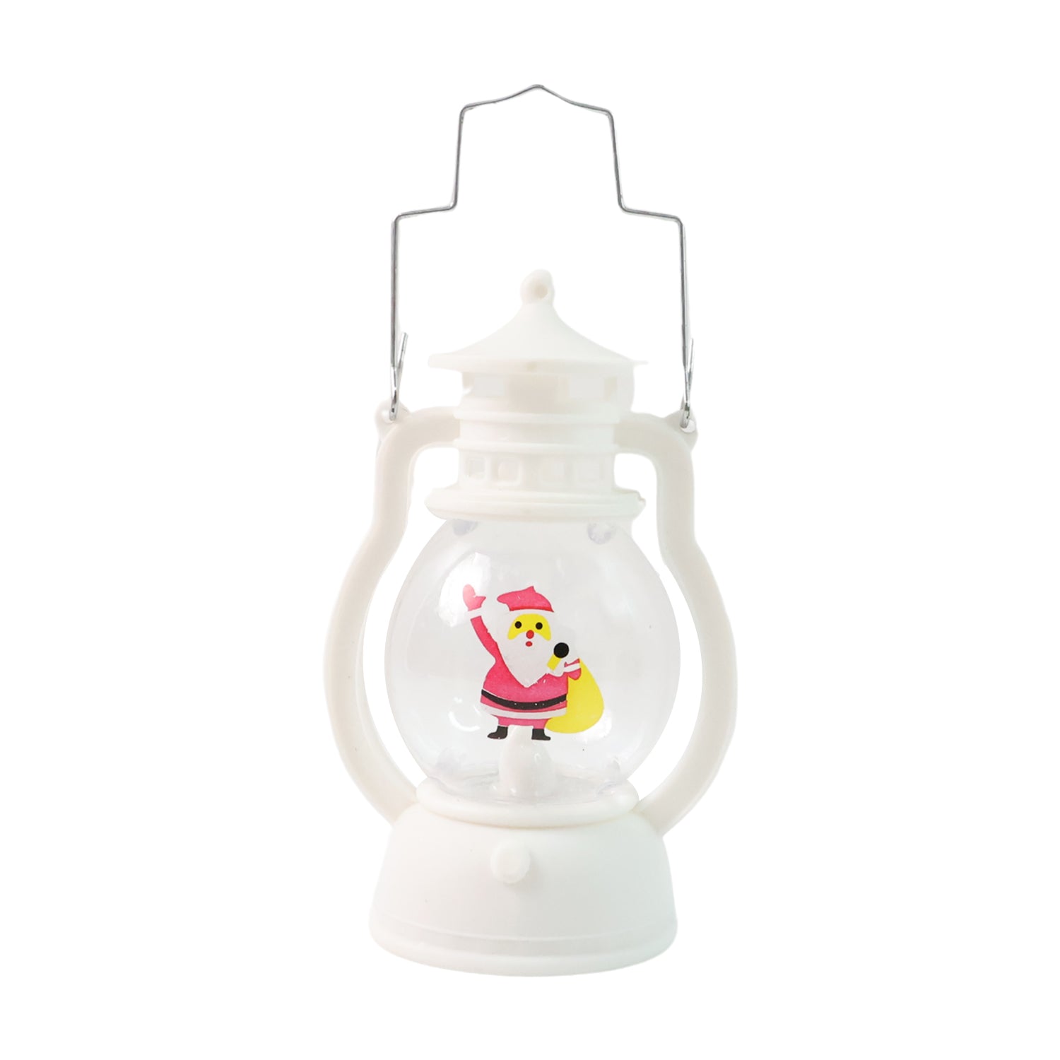 Santa LED lantern from a slightly elevated angle, highlighting its design.