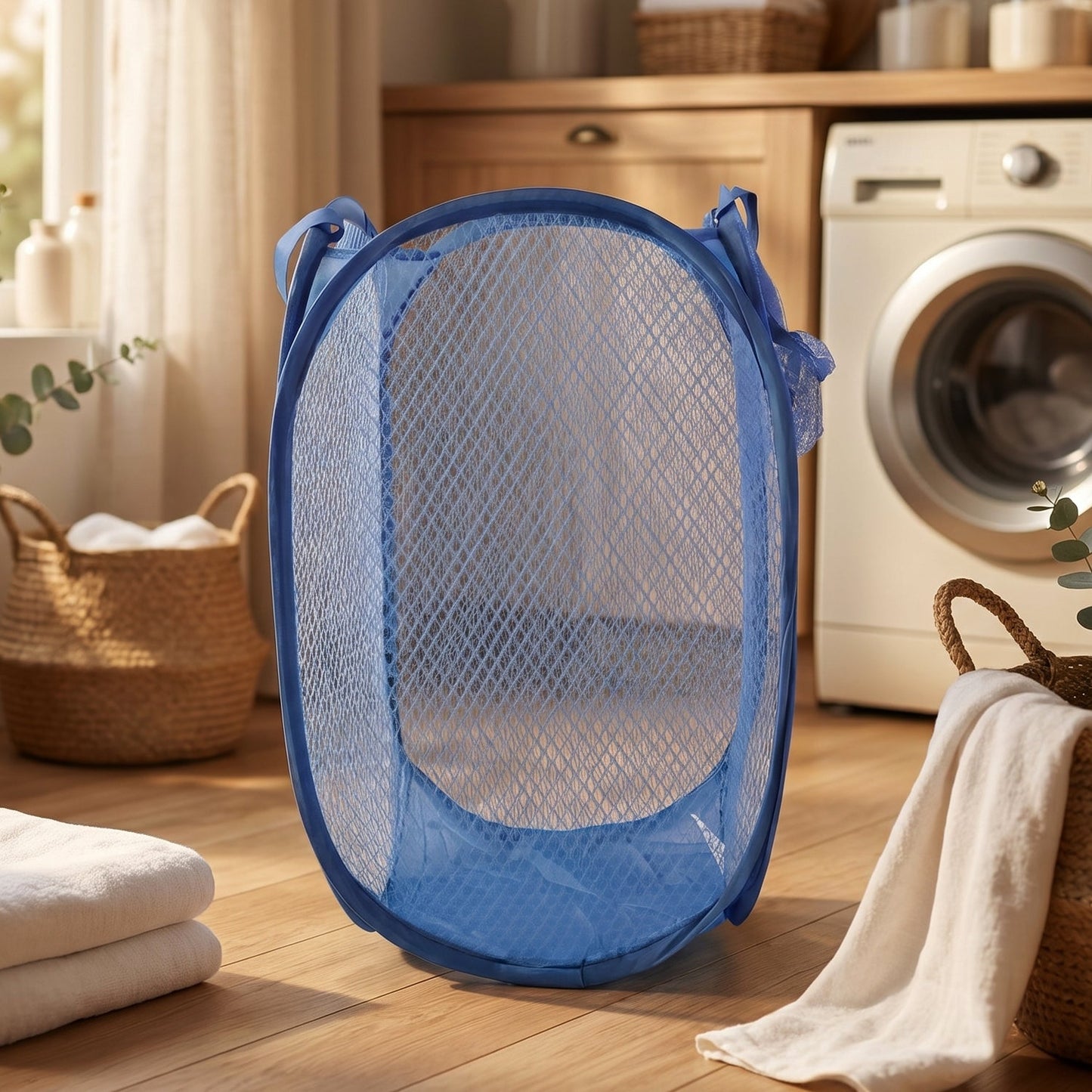 Mesh cloth bag for laundry, easy to wash and store