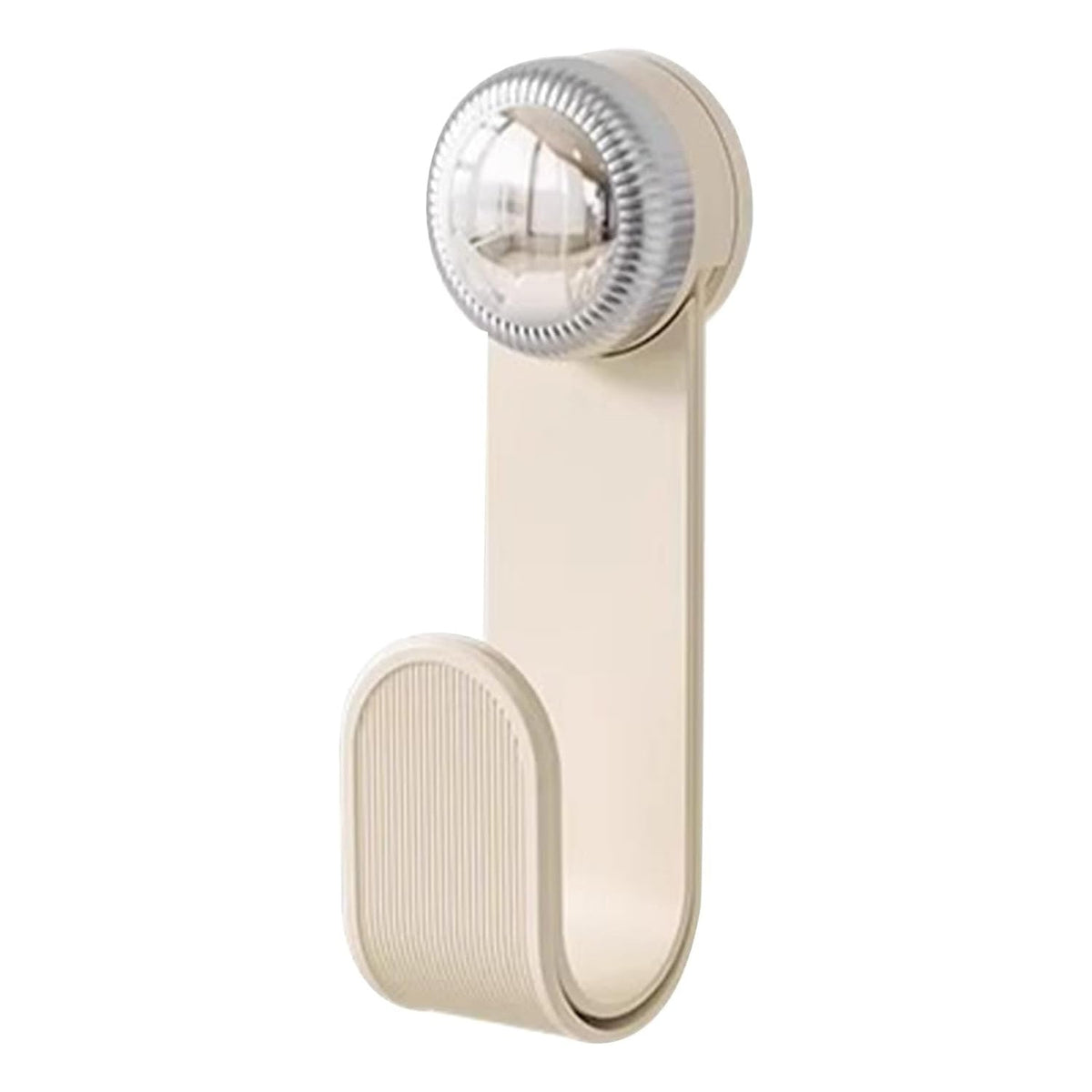 A single cream-colored hook with a chrome, ridged top is shown against a plain white background.