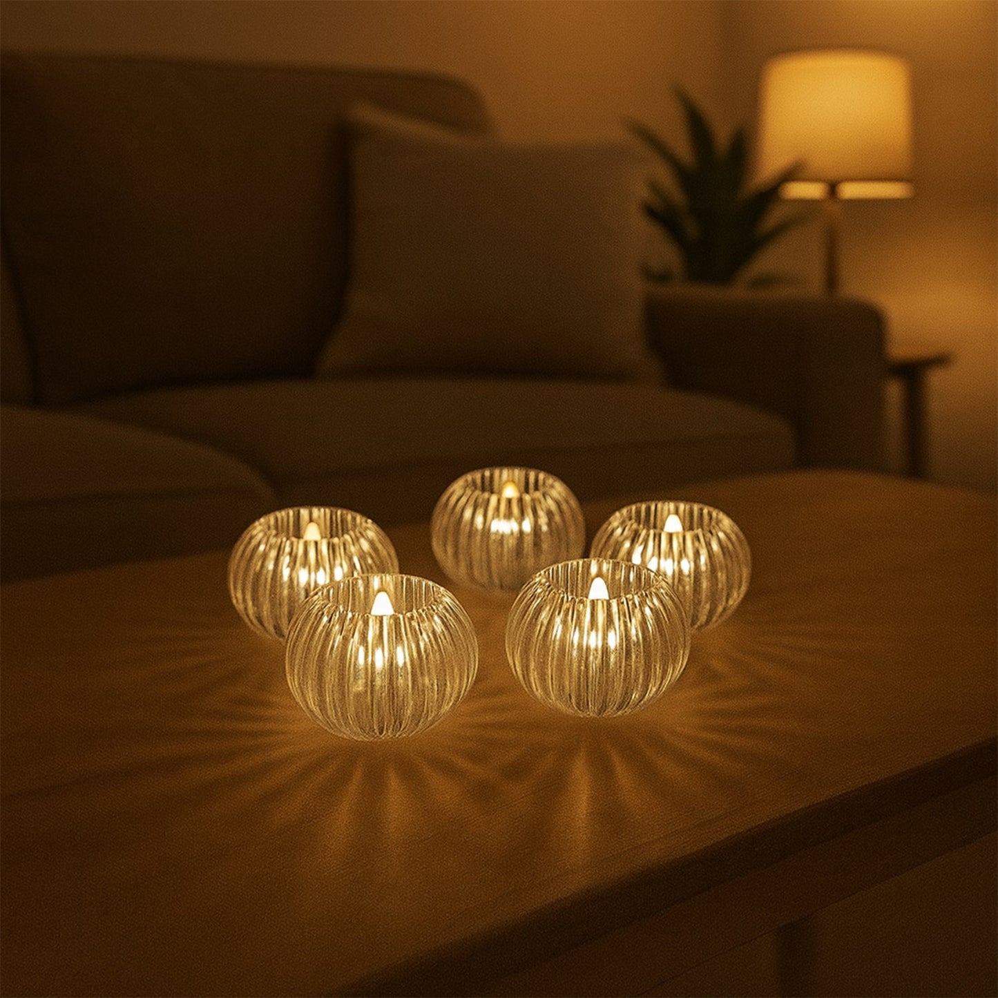 LED flameless tealight candles arranged as elegant decorative lights