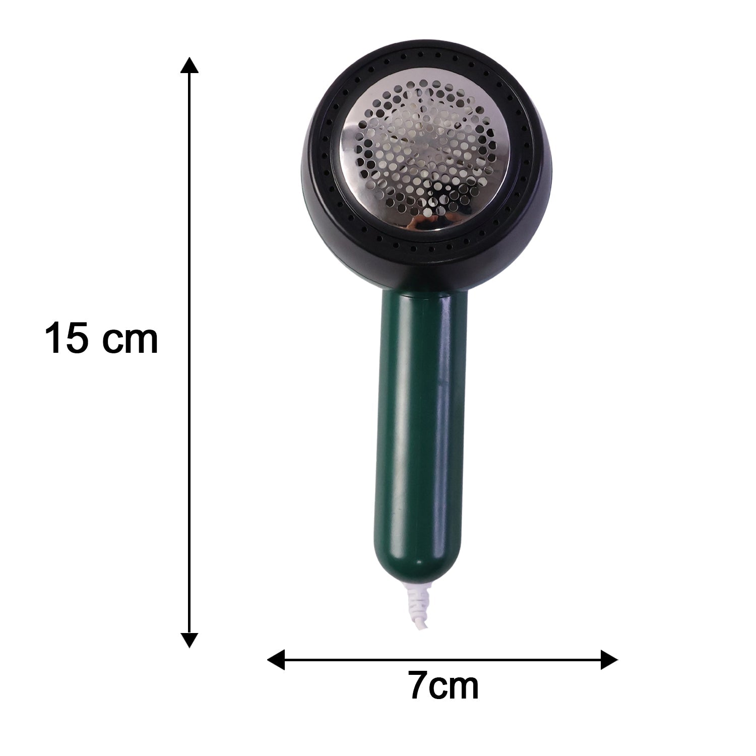 Dimensions of electric USB lint remover showing length, width, height