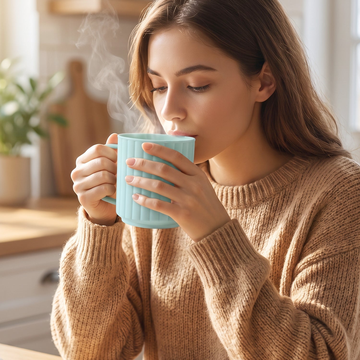 Plastic mug shown from the side