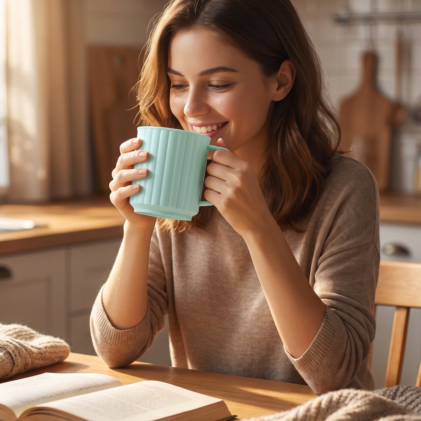 Close up of the mug handle and rim