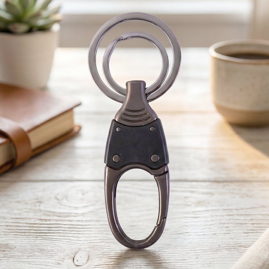 Premium Dual Ring Metal Key Holder with Rotating Swivel (1 Pc)