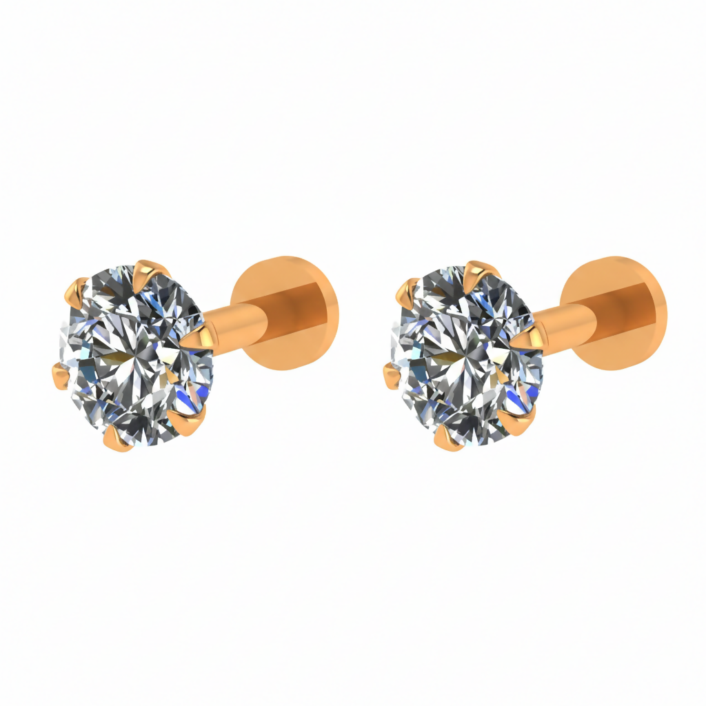 Classic Gold AD Nose Pin Stud for women and girls Combo Pack of 2