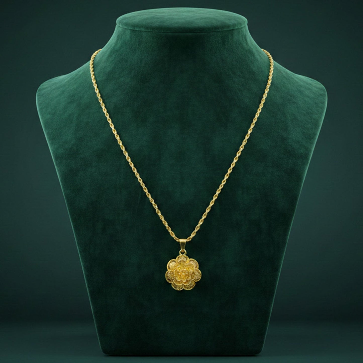 Gold finish floral traditional pendant necklace with unique design