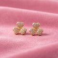 Elegant Clover Flower Design Stud Earrings for Women – Gold Tone Sparkling Floral Earrings
