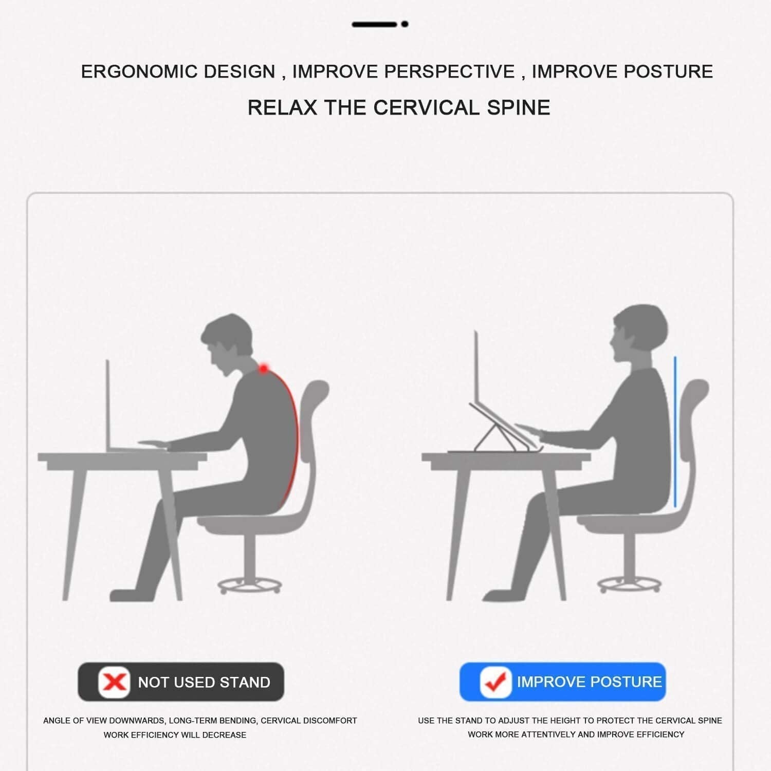 Close-up of anti-slip base on aluminium laptop stand