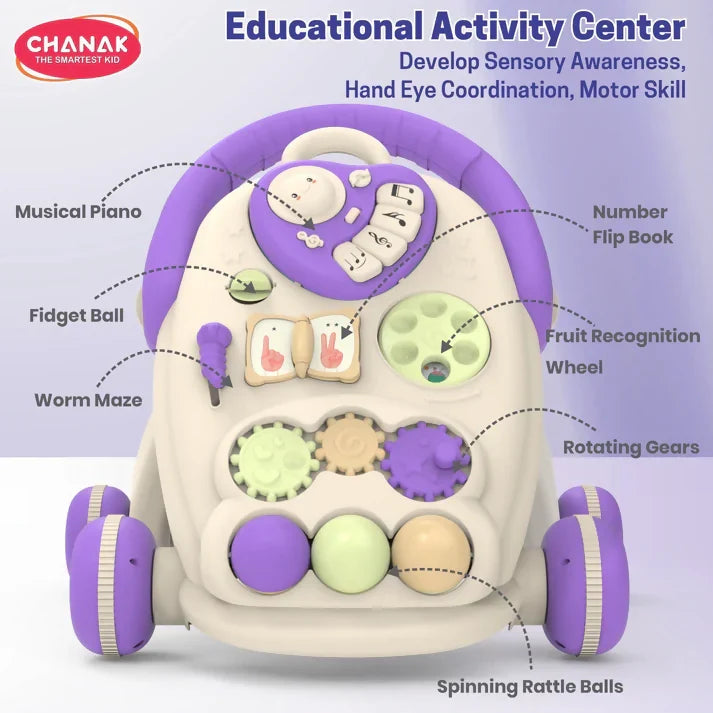Aditi Happy Feet Baby Walker, Anti-Slip Wheels, Music, Stable Design with Water Tank (9+Month)