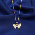 Gold Plated AD Butterfly Wing Pendant Necklace For women and girls
