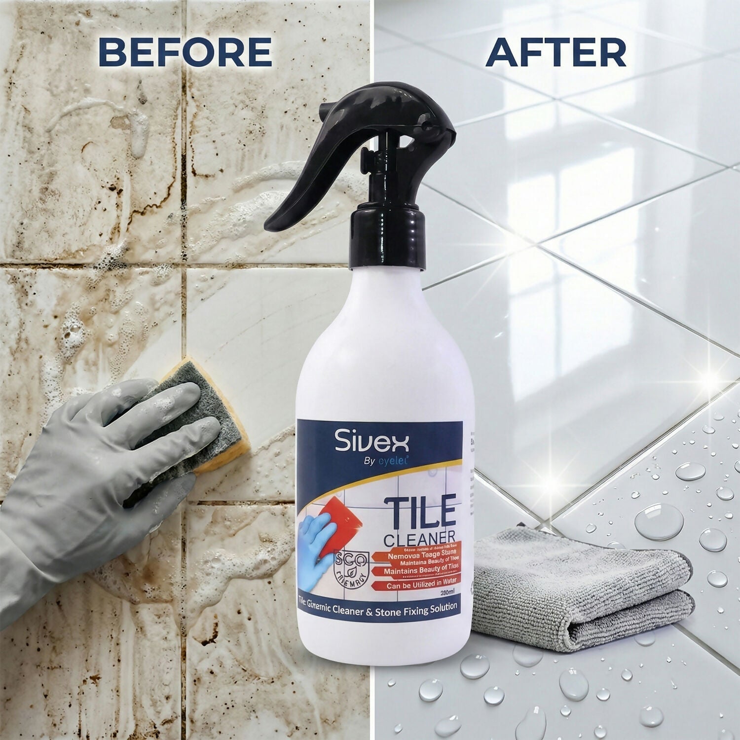 Eyelet Tile Cleaner Liquid for Floor & Wall Tiles Tough Stain Remover for Bathroom, Kitchen (300Ml)