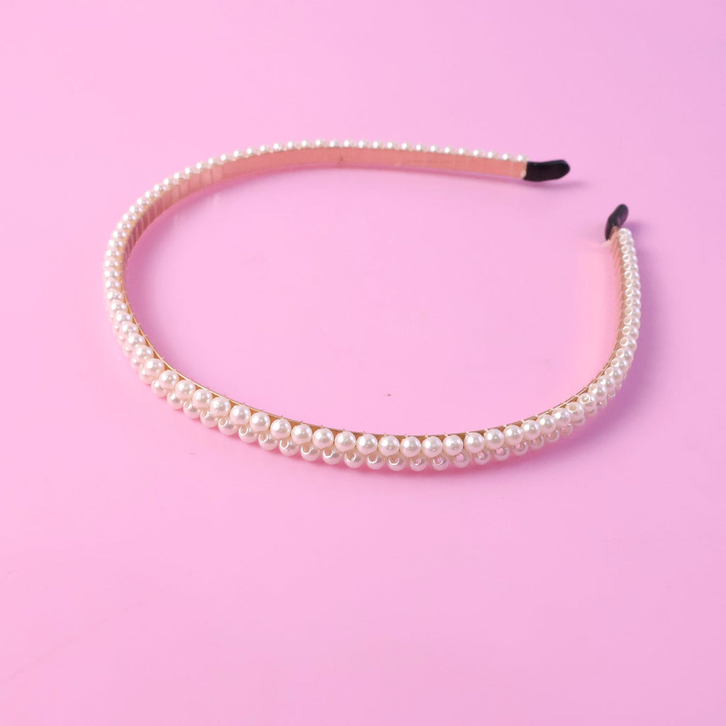 Premium Pearl Embellished Slim Hairband (1 Pc)