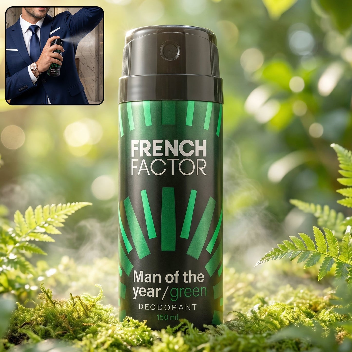 French Factor Men’s Green Body Spray for daily freshness