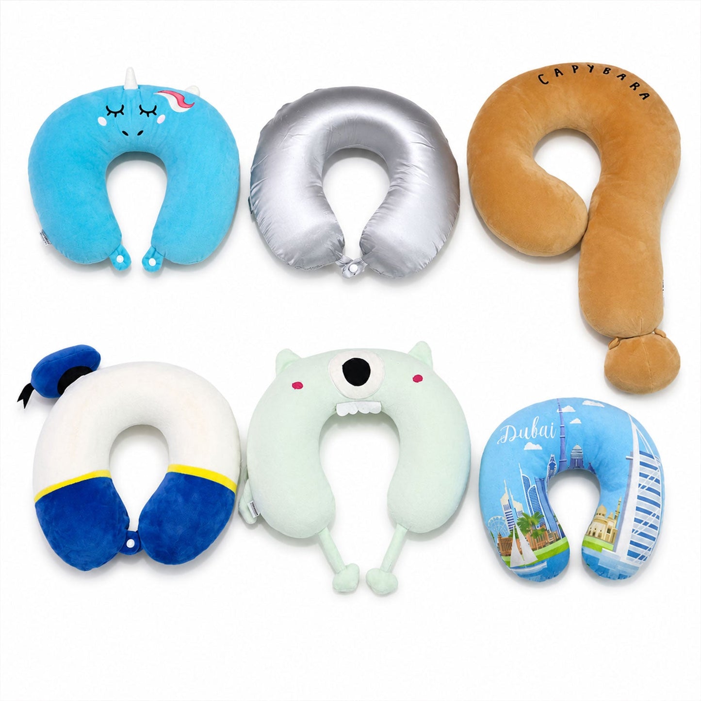 U shape travel neck pillow on white background