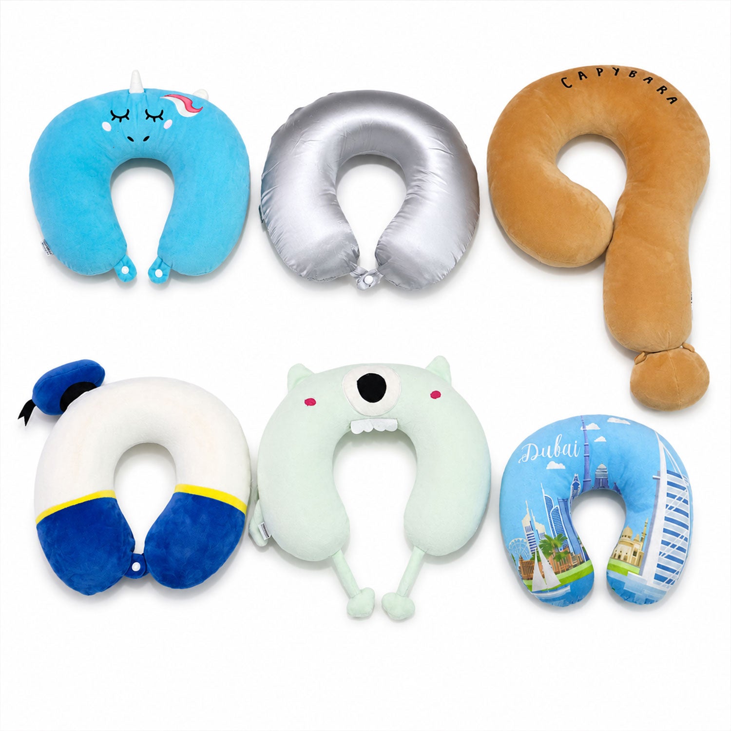 U shape travel neck pillow on white background