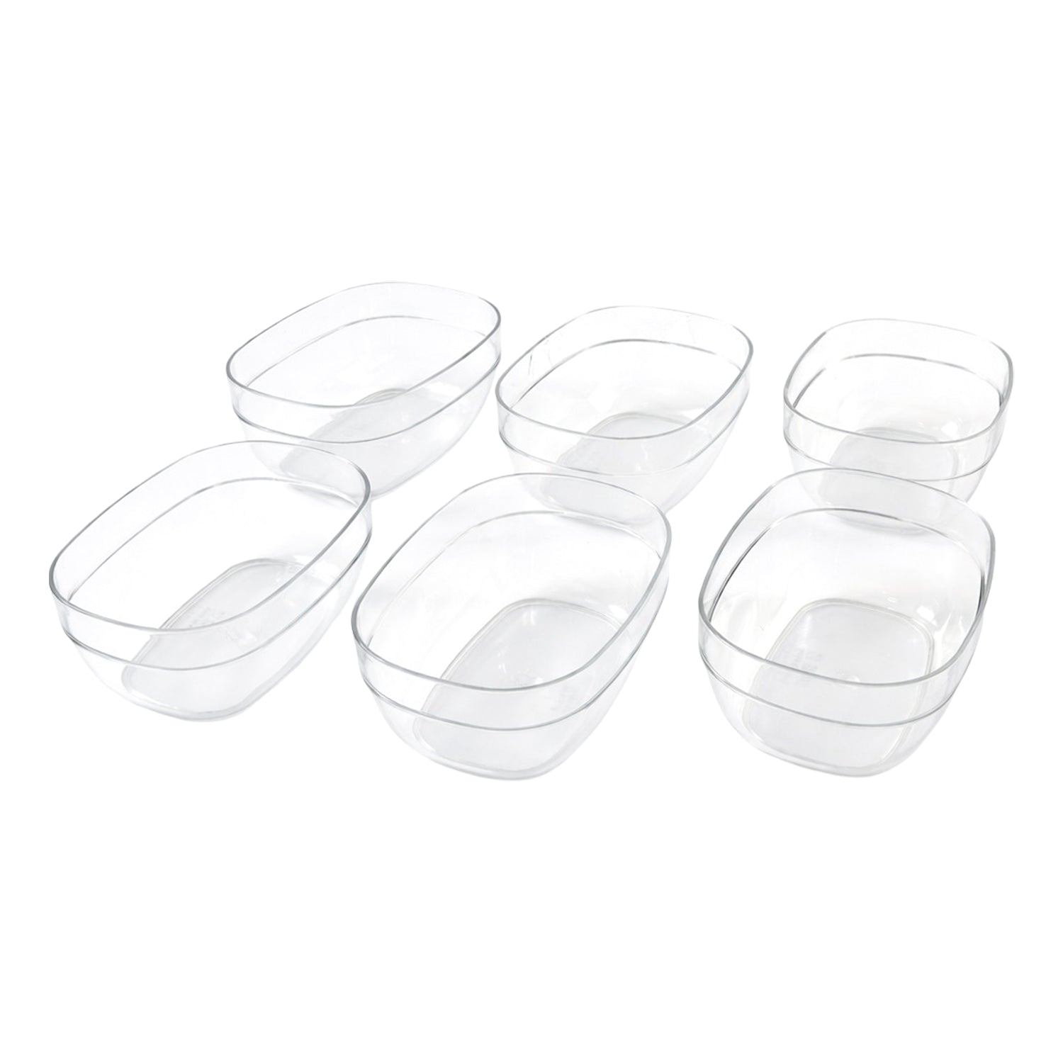 Combo pack of multipurpose clear serving bowls in oval shape