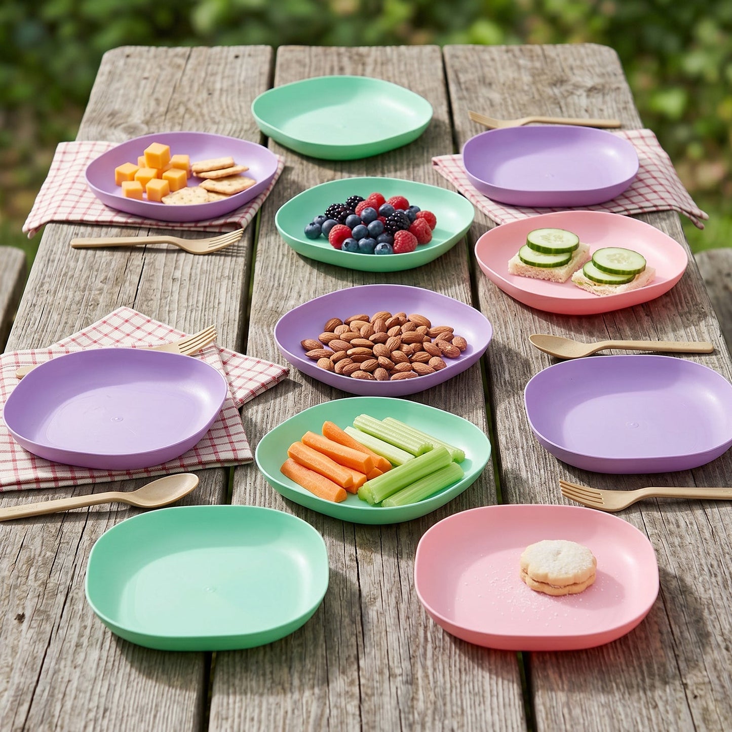 Versatile plastic serving tray set for snacks, fruits, and desserts