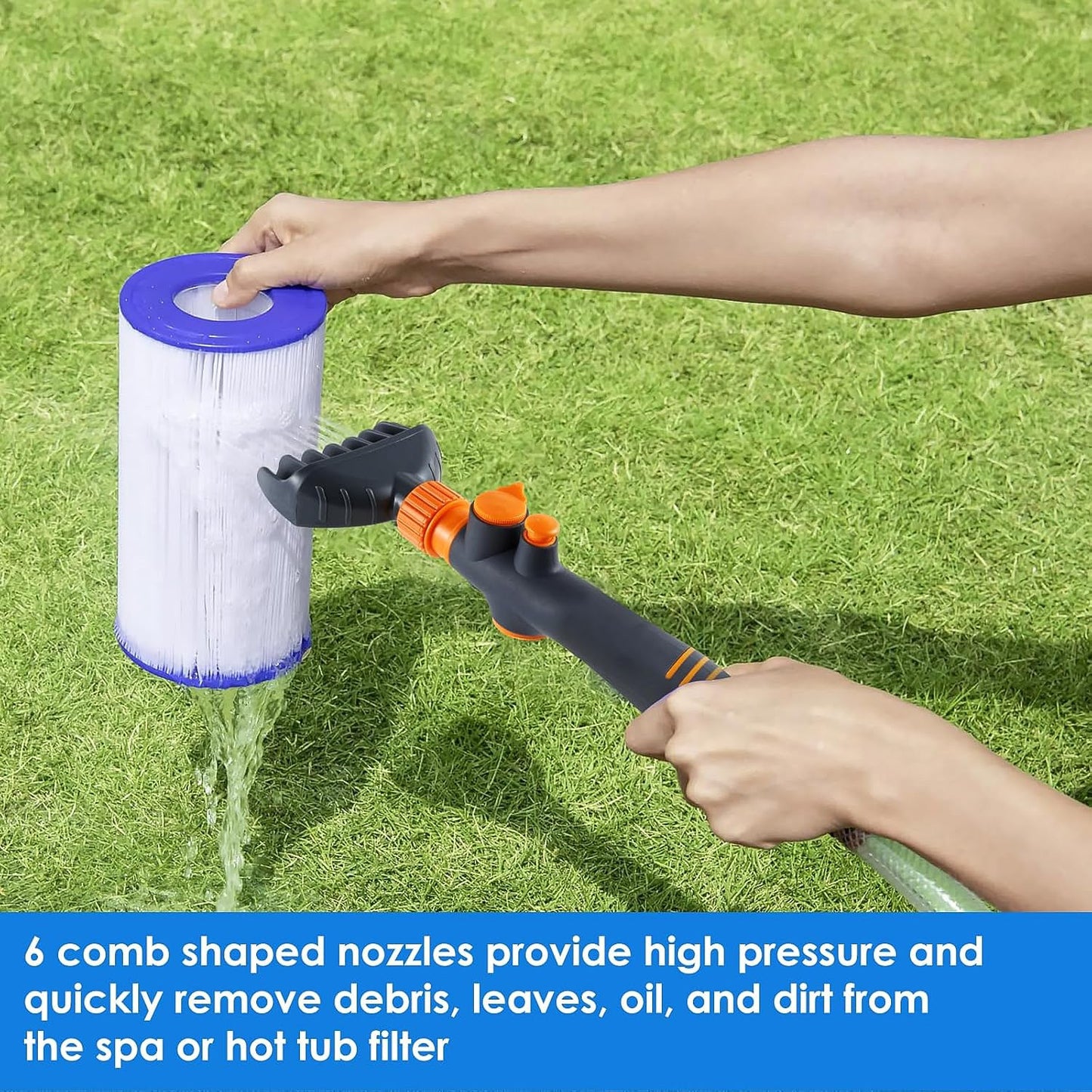 Pool filter cartridge cleaner nozzle side view