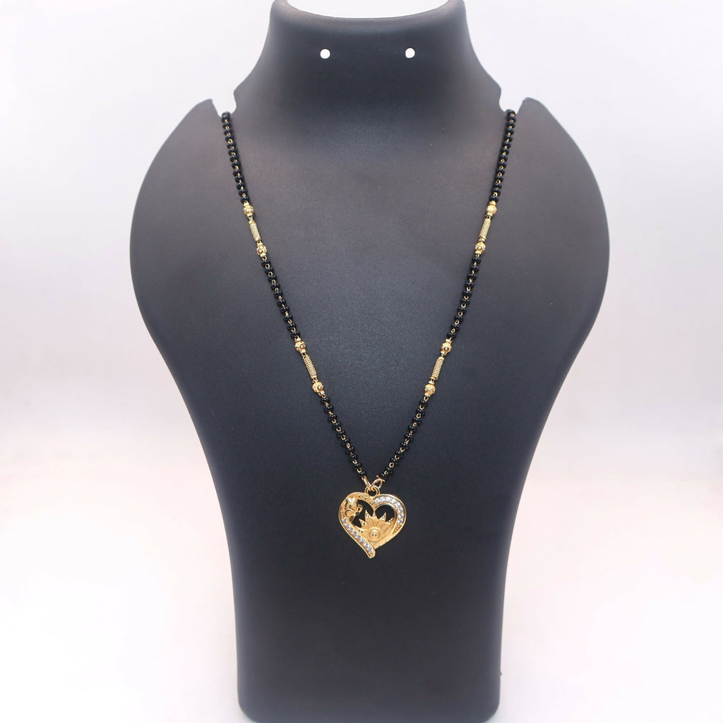 Gold-Plated Heart & Floral Mangal sutra with AD For women