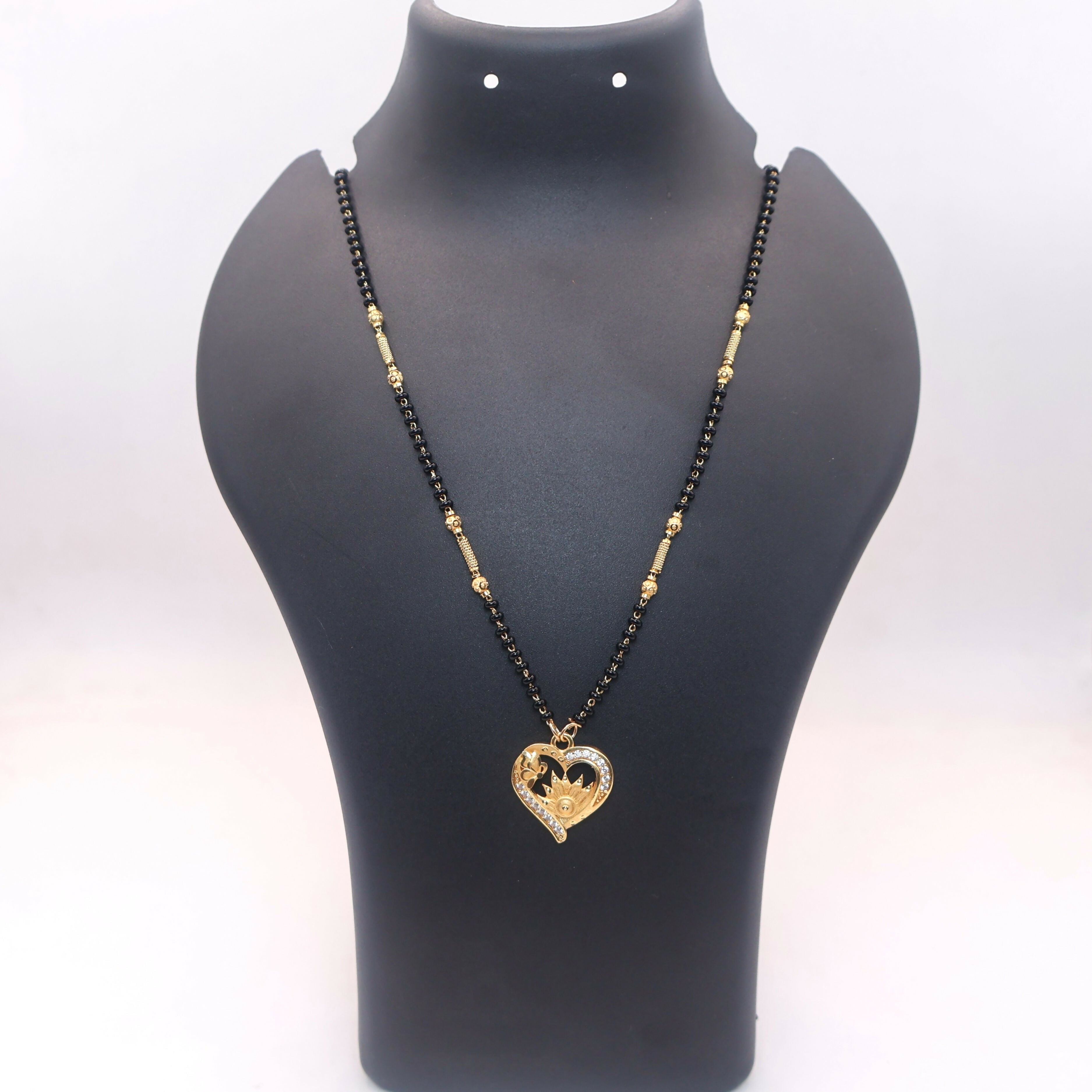 Gold-Plated Heart & Floral Mangal sutra with AD For women