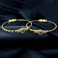 Floral Design Bangles with Stone Center and Beaded Accents