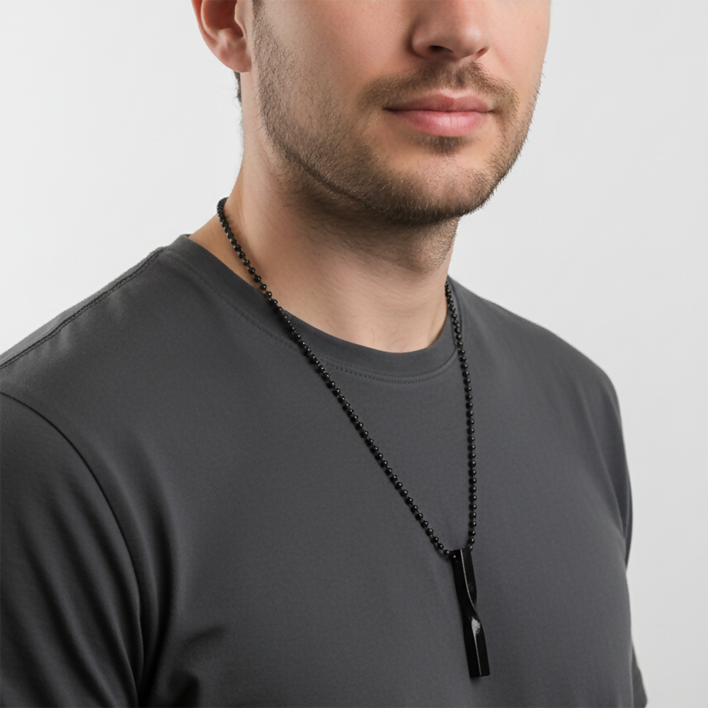 Sleek Twisted Black Bar Chain Pendant for Men