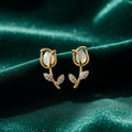 Luxury Designer Pearl Tulip Stud Korean Style Earrings – Aesthetic Floral Jewelry for Women